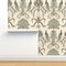 Beige Peacock Classical Italian Olives Fresco Floral Garden Botanical Vineyard Grapes Fruit Large Scale Custom Pre-pasted Wallpaper by Spoonflower Pre-Pasted Wallpaper 2FT Wide